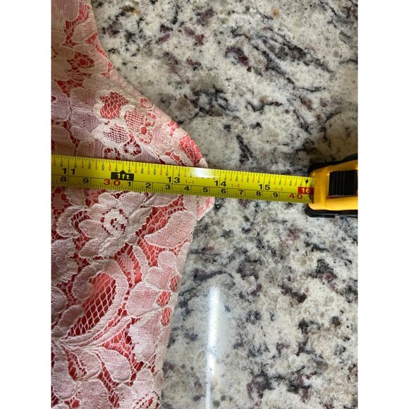 Pinky Sleeveless Womens Mini Dress Small Ivory Lace Overlay Coral Lining - Picture 5 of 7